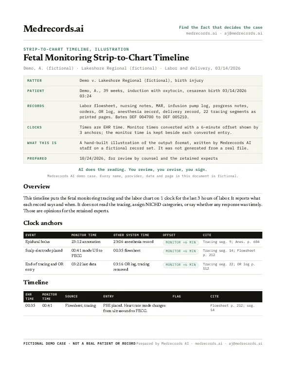 Fetal Monitoring Strip-to-Chart Timeline Sample, page 1 preview