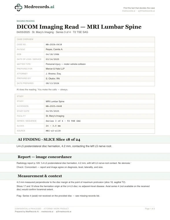 DICOM Imaging Read Sample, page 1 preview