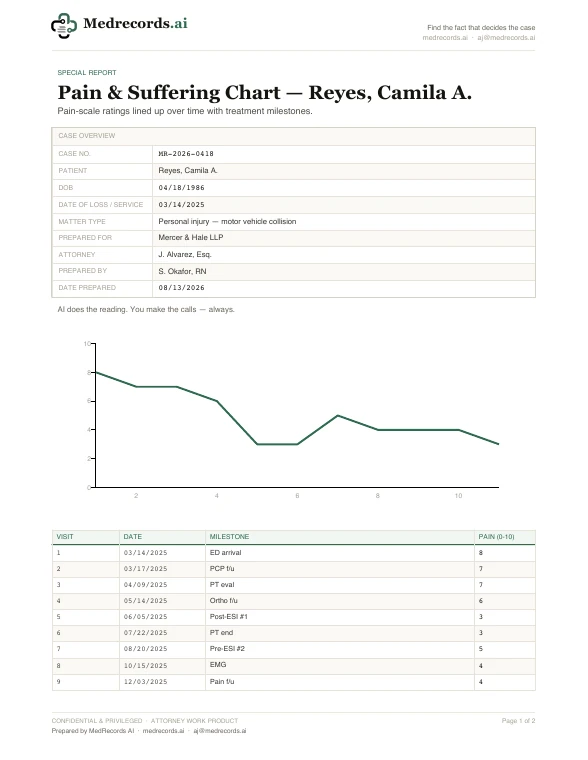 Pain & Suffering Chart Sample, page 1 preview